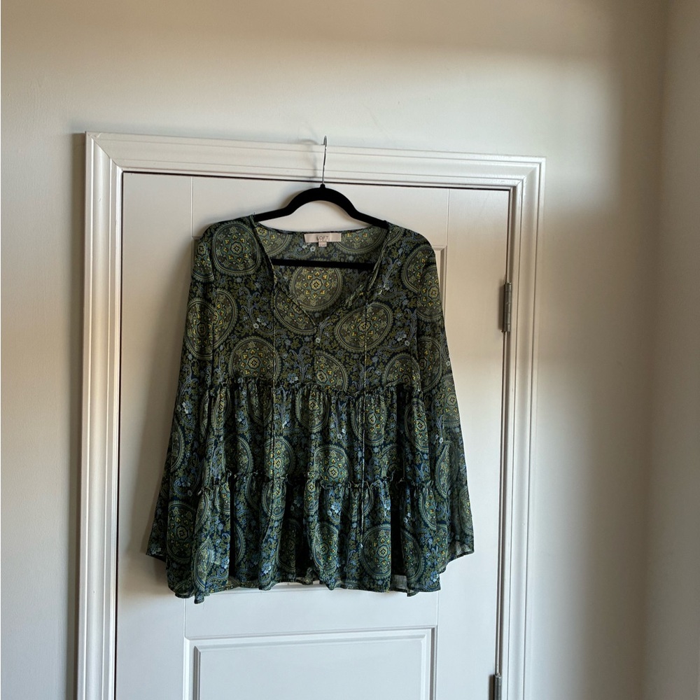 LOFT Green Paisley Blouse
